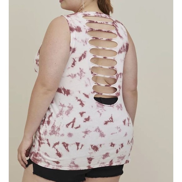 Torrid LoveSick Tie Dye Skull Island Bone Voyage Tank Slashed Back Plus Size 3X - Picture 4 of 5